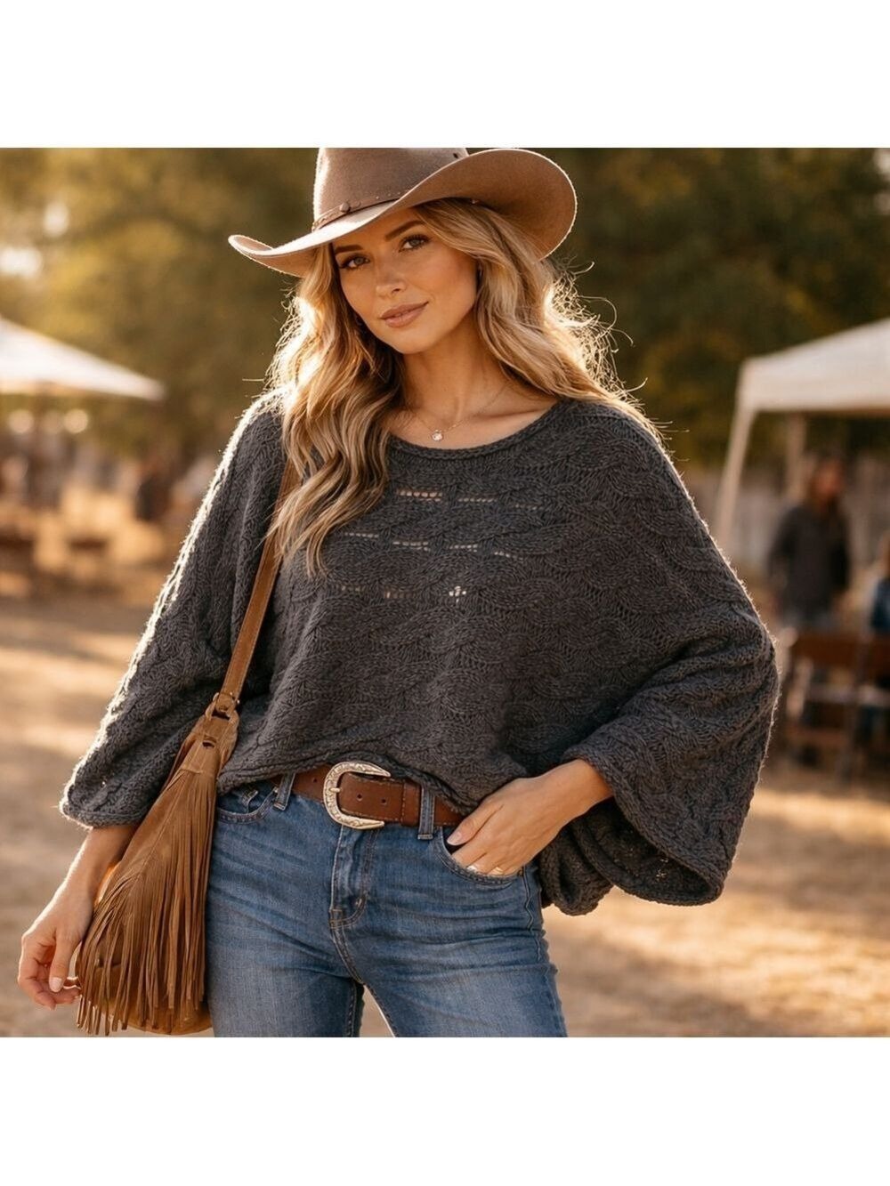 POL Cropped Cable Knit Sweater Gray | Quiet Luxury Coastal Cowgirl | S M L NWOT - Picture 6 of 10